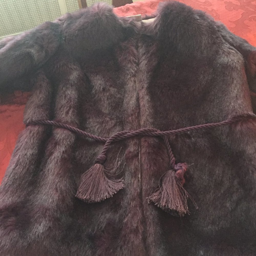 Fabulous Fun Faux Fir Jack"Det with Satin LIning and Rope Belt Closure